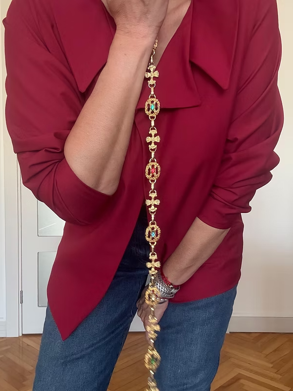 Vintage Gold & Doğal Taşlı Zincir Kemer