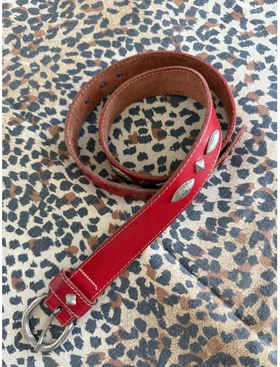 Vintage Metal Aksesuarlı Deri Kemer