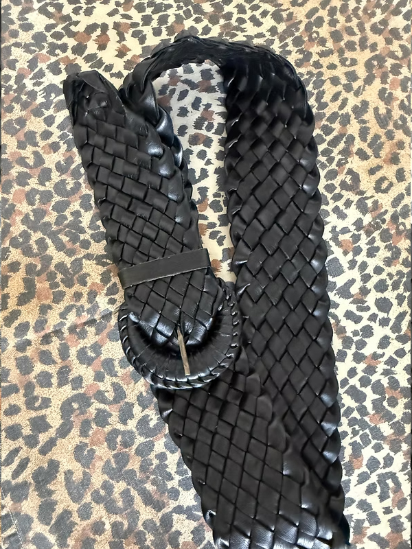 Vintage El Örgüsü Deri Kemer