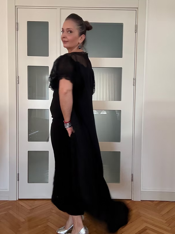 Vintage Uzun Siyah Kimono/ Sabahlık