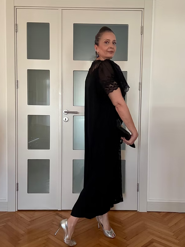 Vintage Uzun Siyah Kimono/ Sabahlık