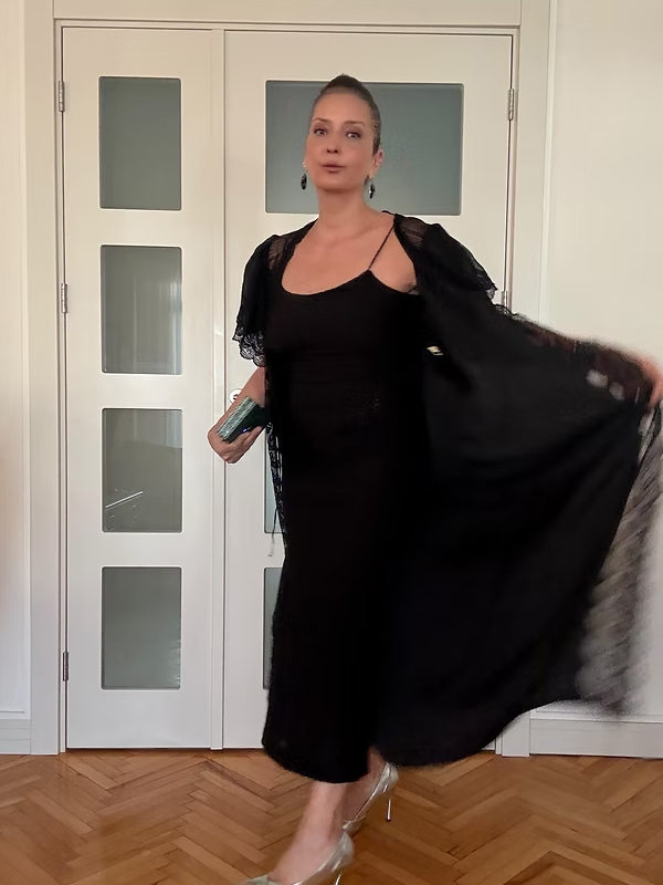 Vintage Uzun Siyah Kimono/ Sabahlık