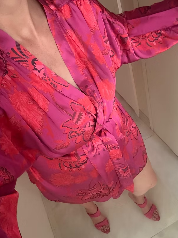 Be Retrokare Saten Fuşya Kimono