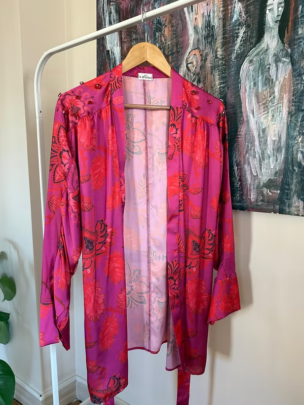 Be Retrokare Saten Fuşya Kimono