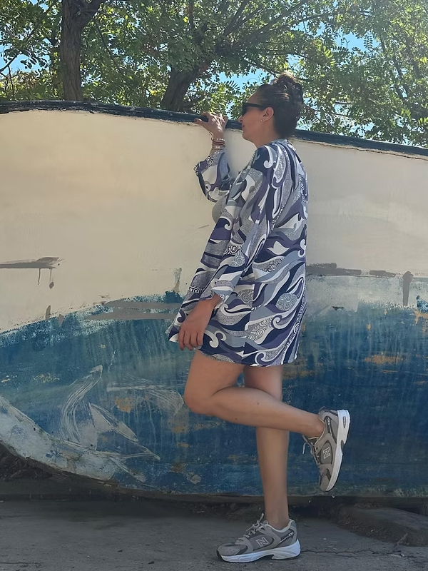 BE RETROKARE Hand Made Yaka Püskül Seritli Kimono