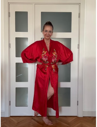 Vintage Nakışlı İpek Kimono