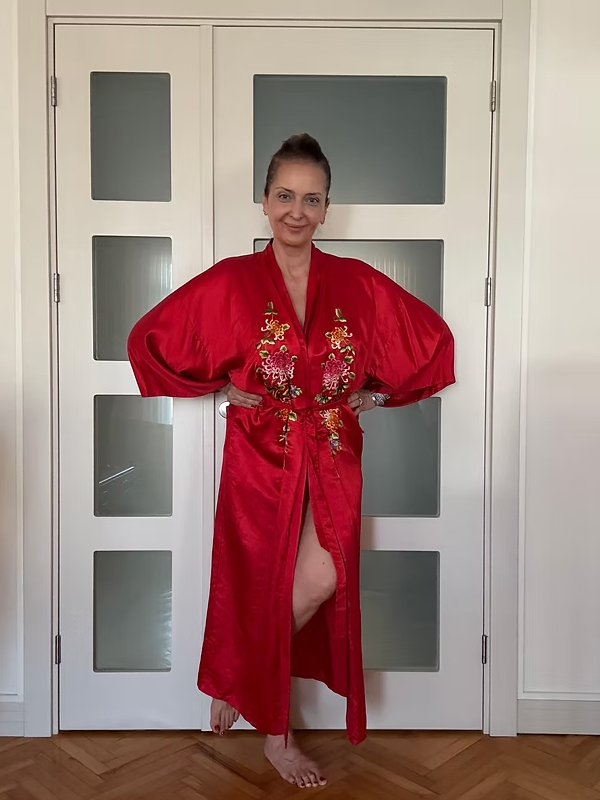 Vintage Nakışlı İpek Kimono