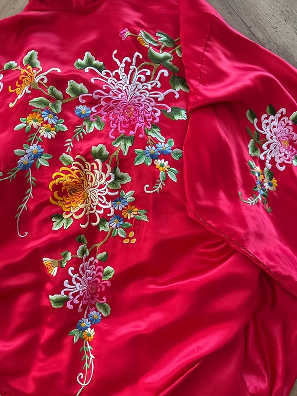 Vintage Nakışlı İpek Kimono