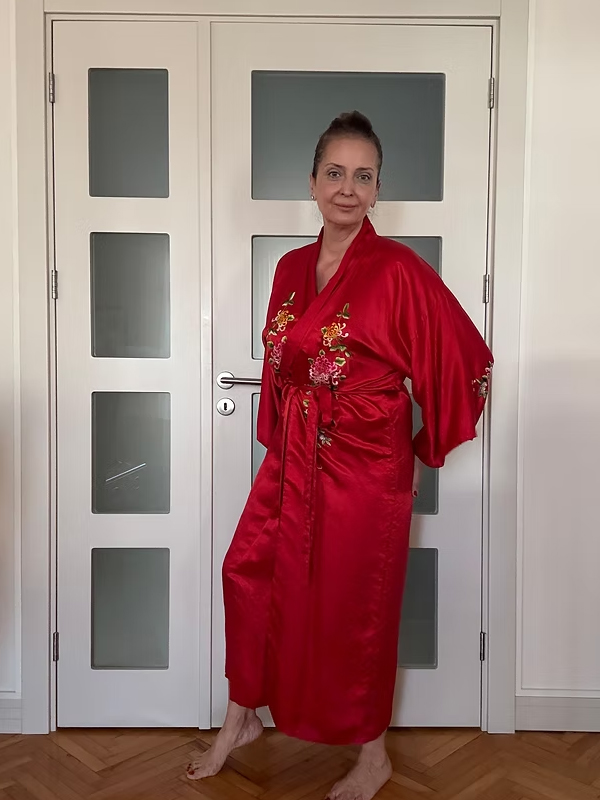 Vintage Nakışlı İpek Kimono