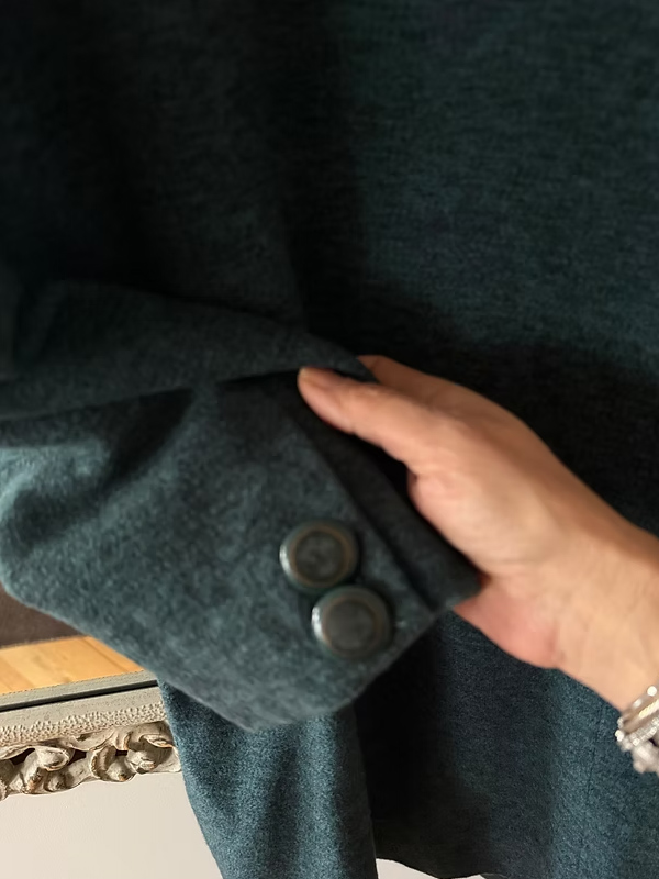 Deri yakalı Vintage Yün Kaban