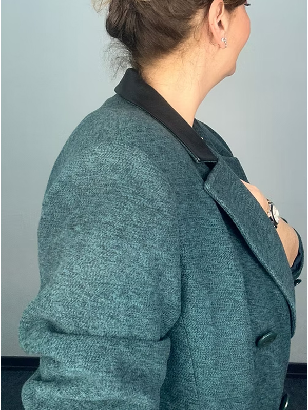 Deri yakalı Vintage Yün Kaban