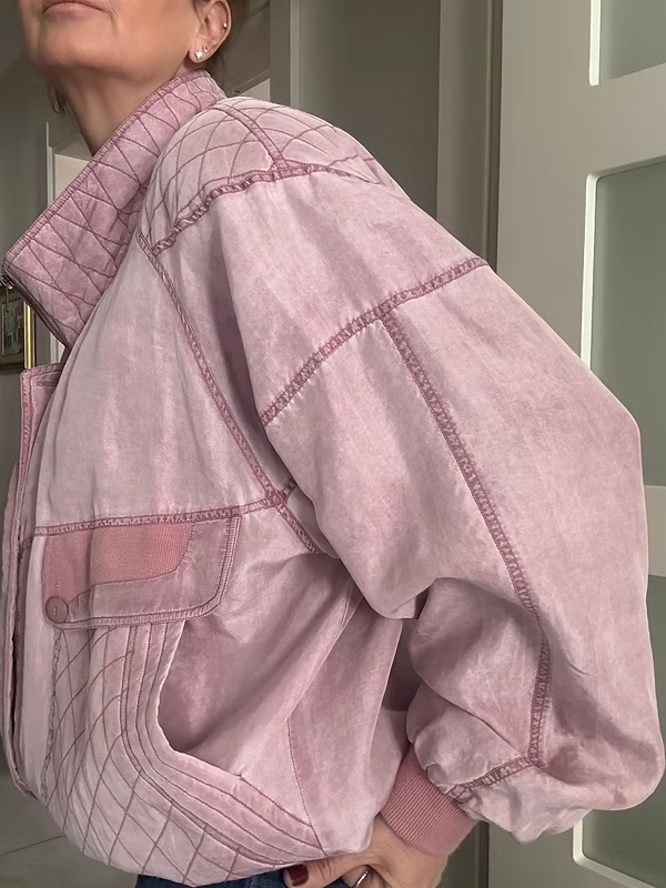 Vintage Kapitoneli İpek Bomber Mont