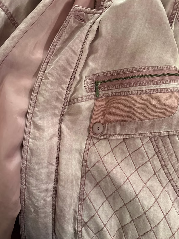 Vintage Kapitoneli İpek Bomber Mont