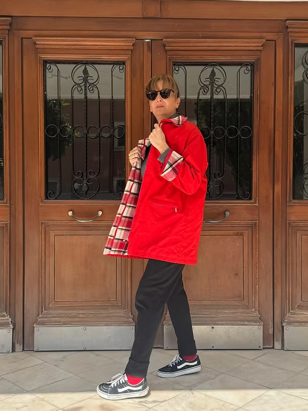 Vintage Ekose Astarlı Trençkot