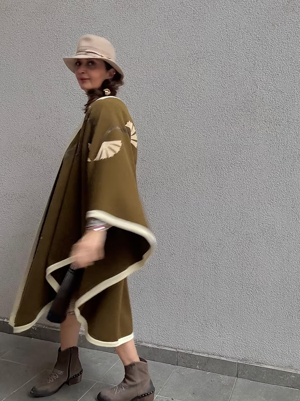 Vintage Süet Detaylı Pelerin