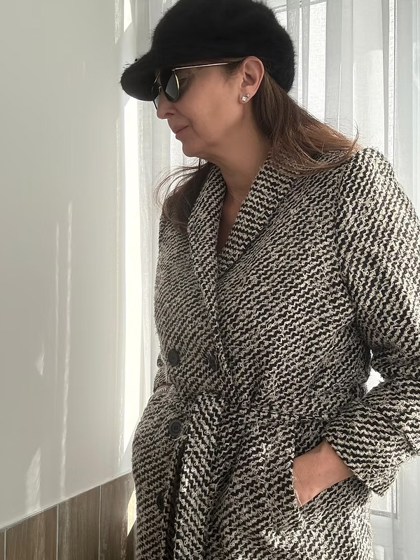 Vintage Balıksırtı Yün Palto