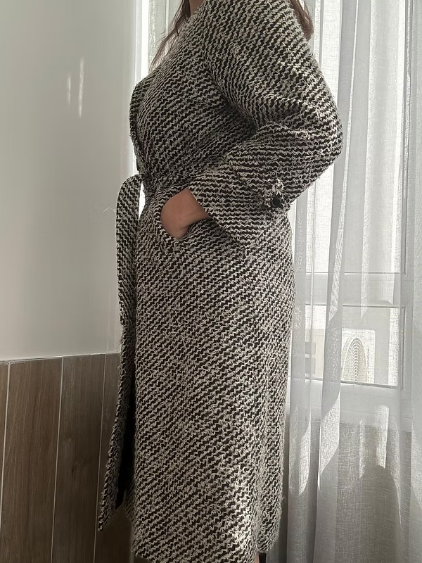 Vintage Balıksırtı Yün Palto