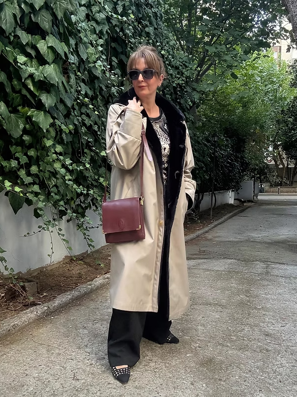 Vintage Trençkot / içi suni peluşlu