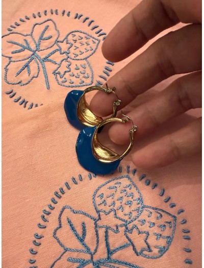 Vintage Mavi & Gold Küpe Vintage Mavi & Gold Küpe