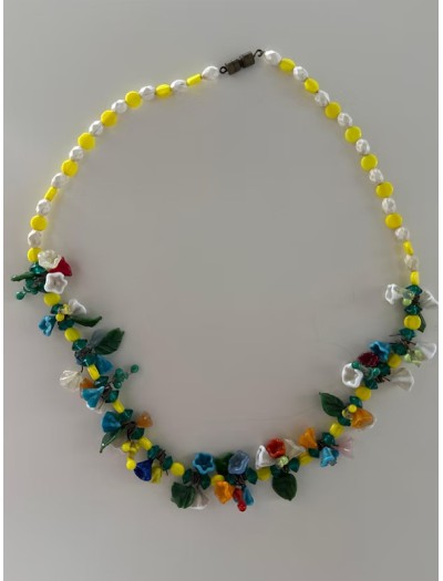 Vintage 70'ler cam çiçek kolye