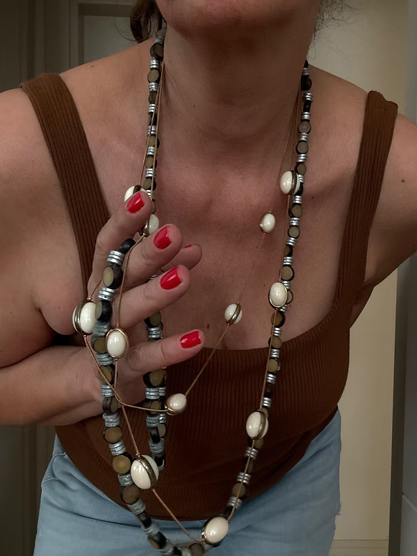 Vintage Dolgu Boncuk Kolye