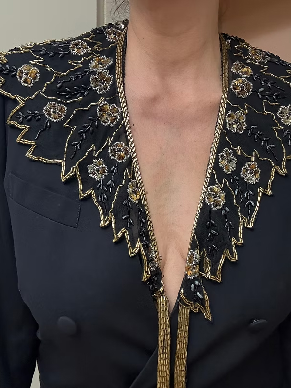 Vintage Tül üzeri Pul/Payet/ Boncuk işlemeli Bolero