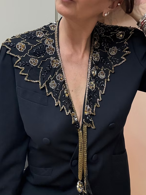 Vintage Tül üzeri Pul/Payet/ Boncuk işlemeli Bolero