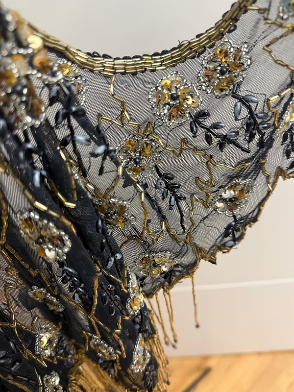 Vintage Tül üzeri Pul/Payet/ Boncuk işlemeli Bolero