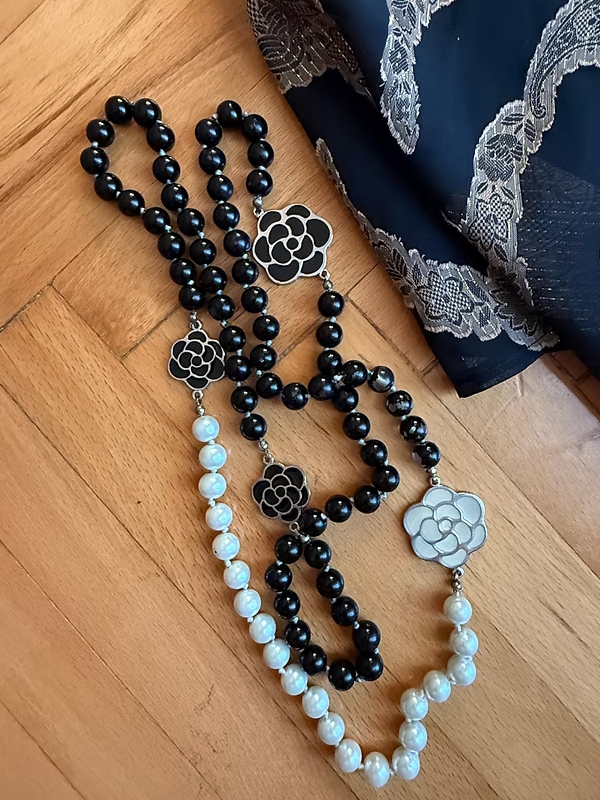 Vintage İki Renkli Uzun Kolye