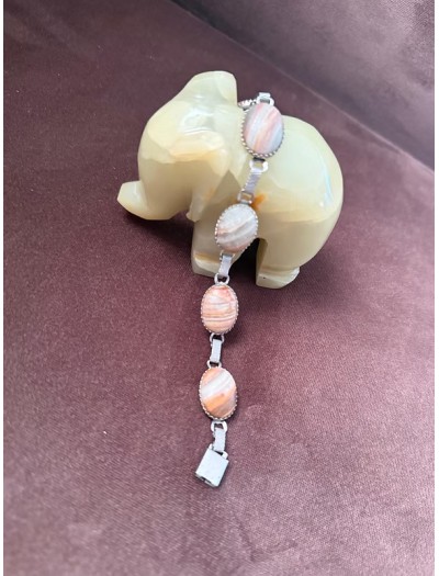 Vintage Doğal Taş Silver Bileklik