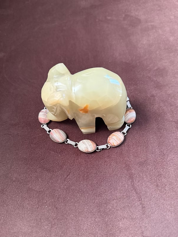 Vintage Doğal Taş Silver Bileklik