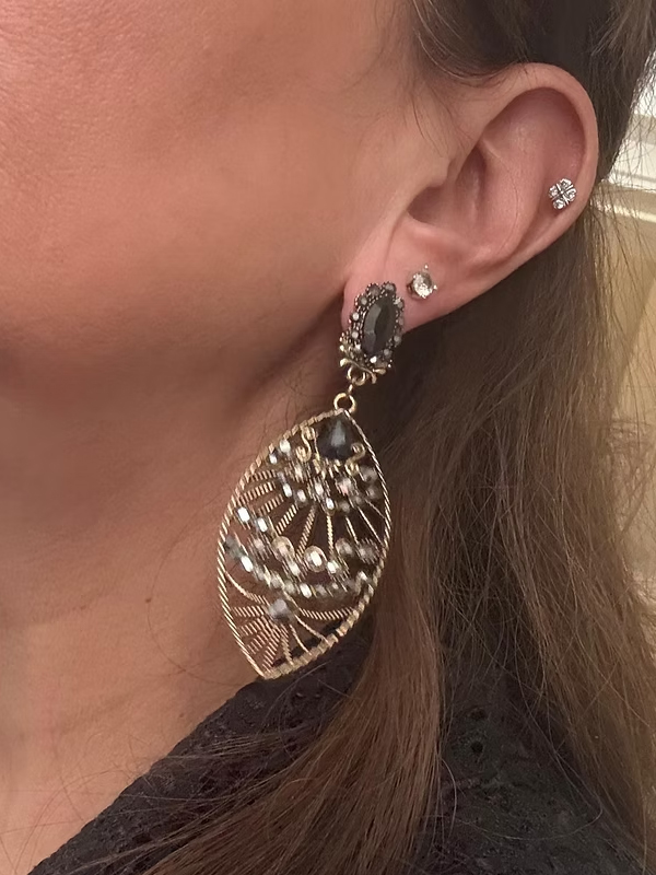 Vintage Taşlı Küpe