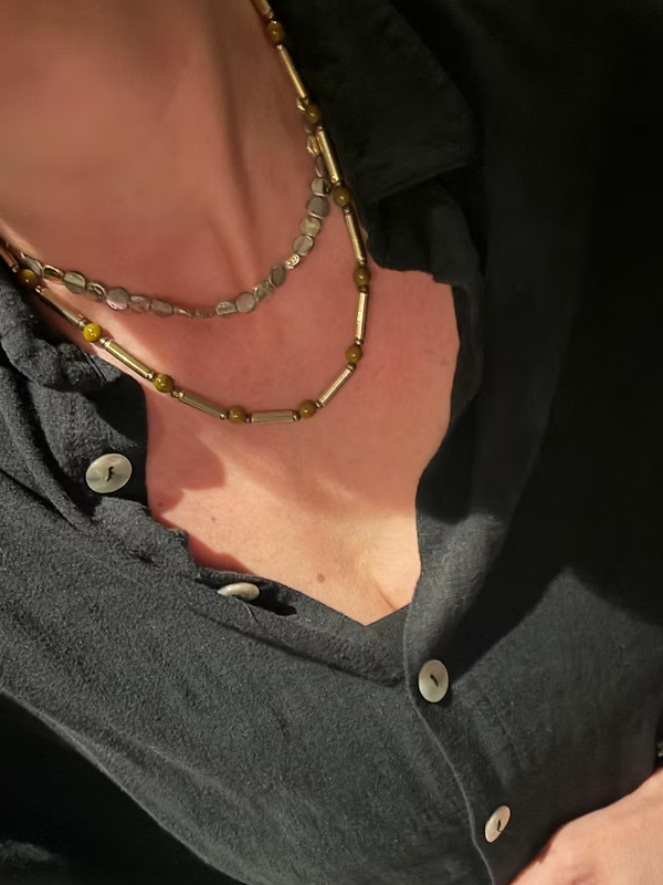 Vintage Gold&Silver Yuvarlak Metal Kolye