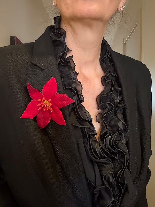 Vintage 80s Çiçek Figürlü Kumaş Broş