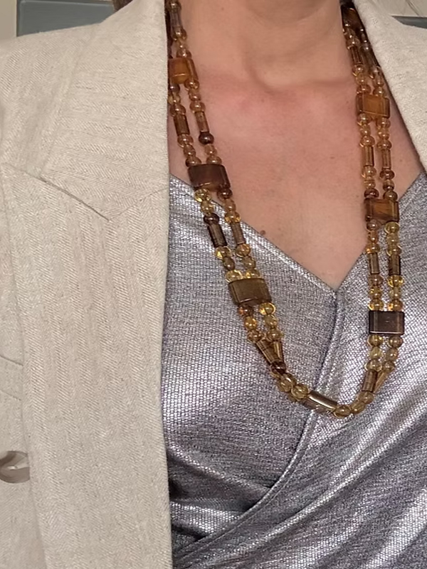 Vintage sıkma kehribar kolye