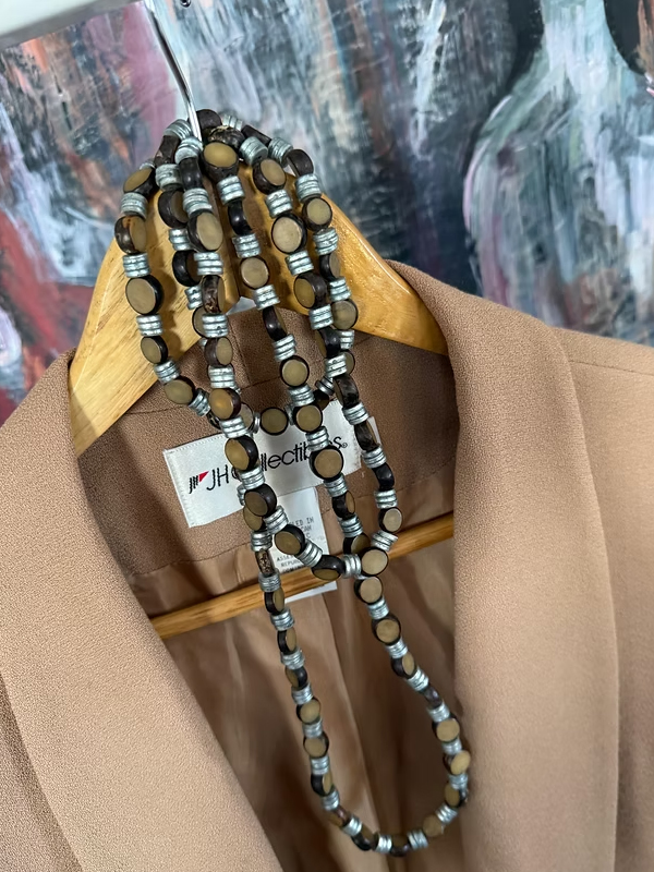 Vintage Ahşap & Silver Kolye