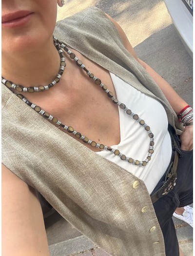 Vintage Ahşap & Silver Kolye