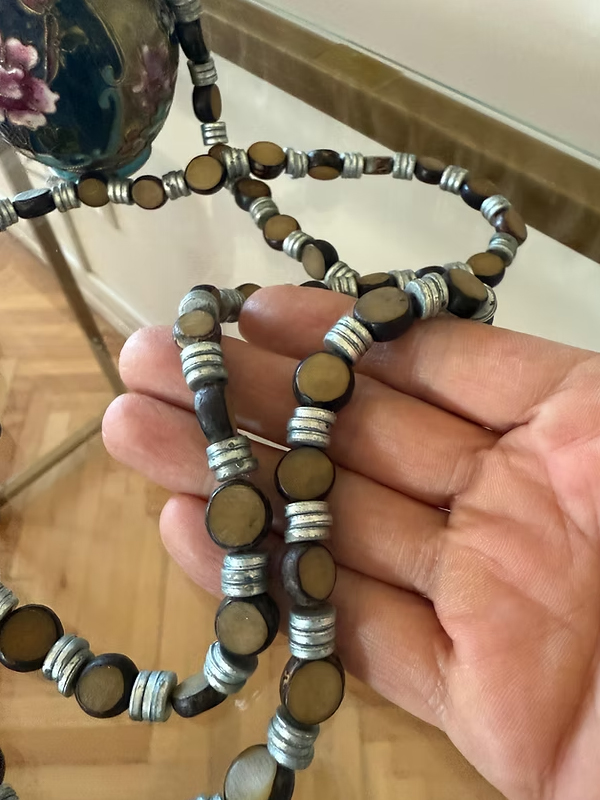 Vintage Ahşap & Silver Kolye