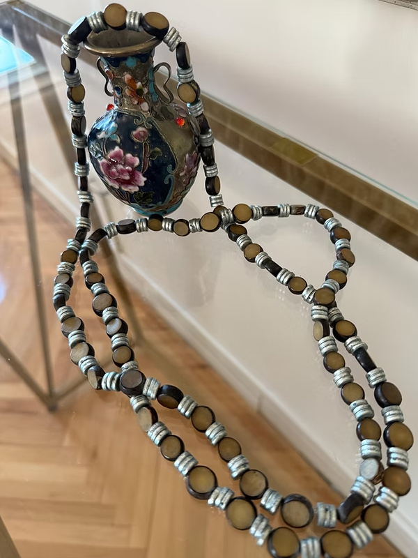 Vintage Ahşap & Silver Kolye