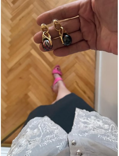 Vintage Gold Boncuklu Küpe