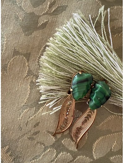 Vintage Gold & Doğaltaş Küpe