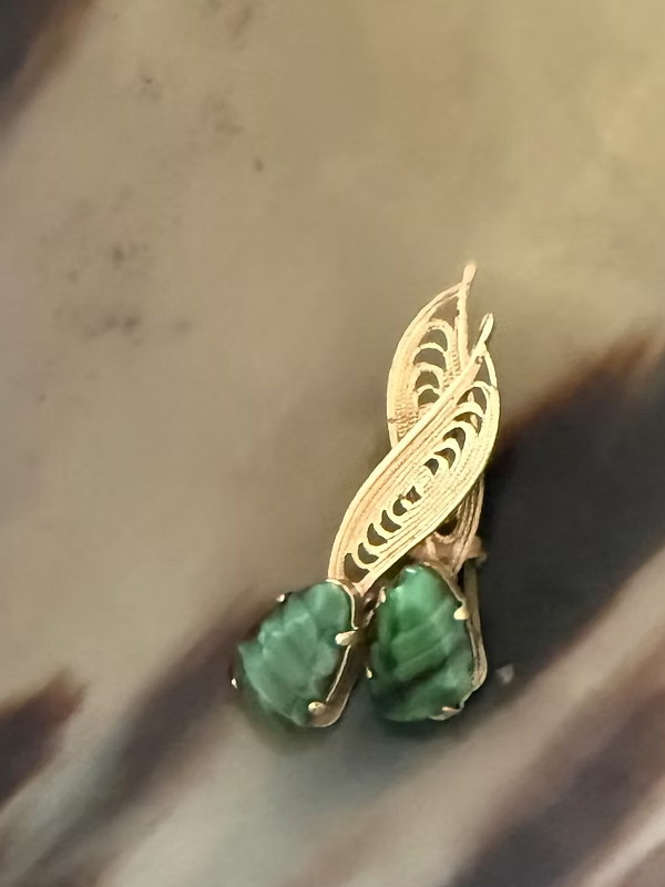 Vintage Gold & Doğaltaş Küpe