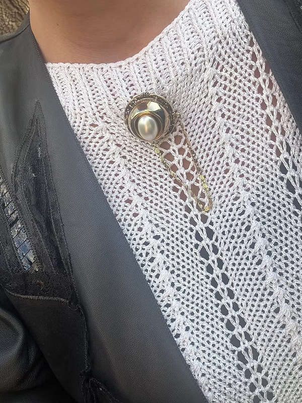 Vintage İncili Gold Broş