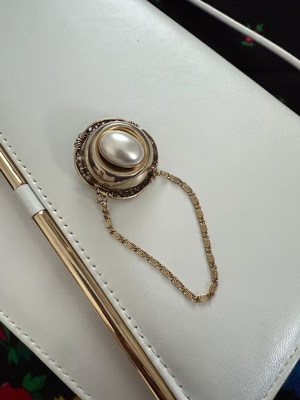 Vintage İncili Gold Broş