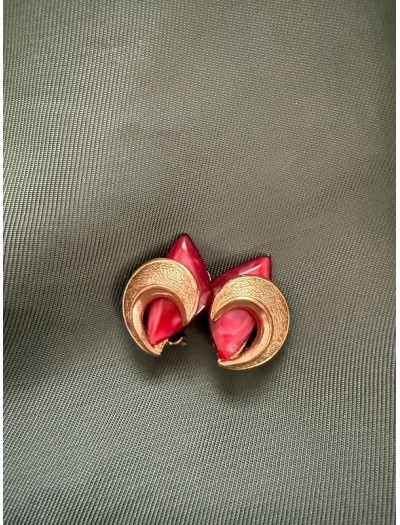 Vintage 80s Bordo / Gold Küpe