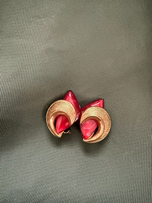 Vintage 80s Bordo / Gold Küpe