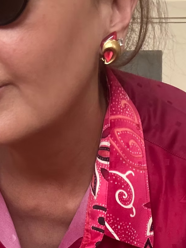 Vintage 80s Bordo / Gold Küpe