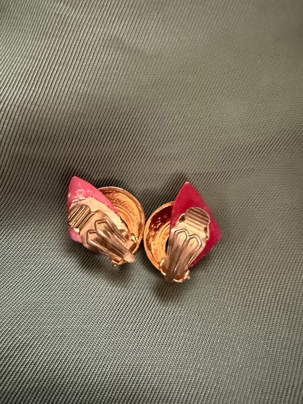 Vintage 80s Bordo / Gold Küpe