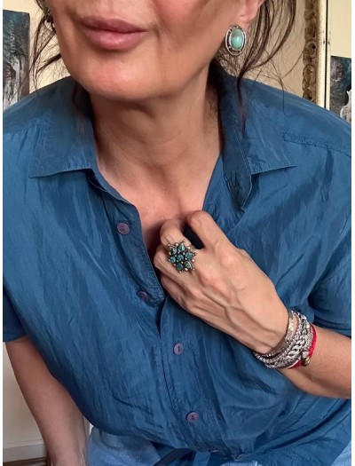 Vintage Firuze & Gümüş Yüzük