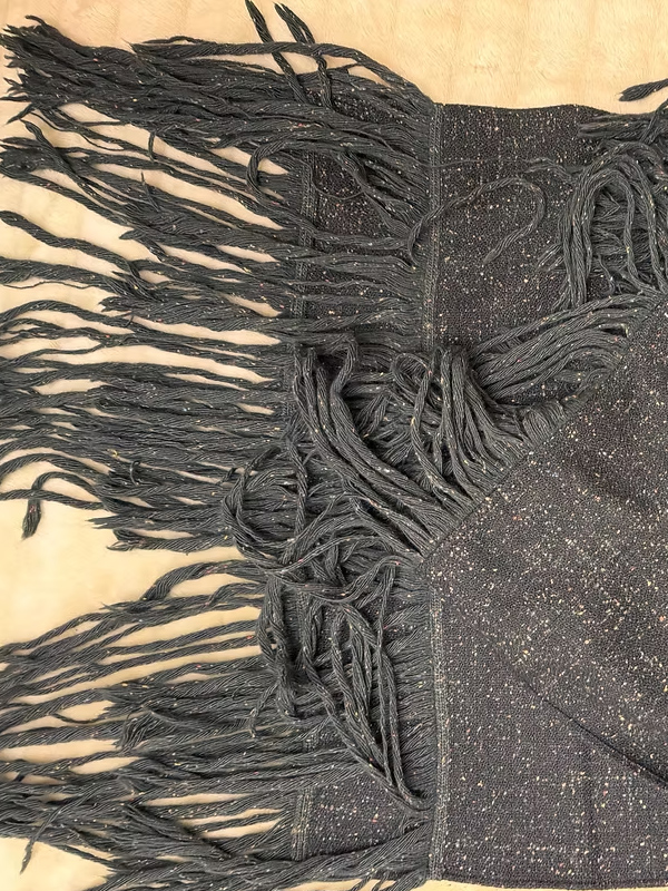 Vintage İtalyan Püsküllü Yün Şal